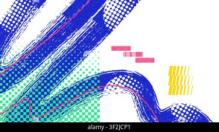 Dynamic Sport Background With Abstract Brush Strokes And Halftone Elements Stock Vector