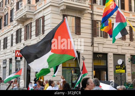 Great Rome Flag Protesters wave flags during the demonstration. A rally organized by ...
