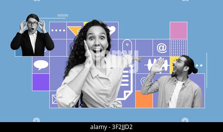Happy Diverse Group Of People Communicating And Celebrating In Office, Positive Workplace Concept Stock Photo