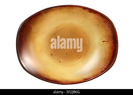Empty large ceramic dish isolated on white background Stock Photo