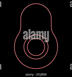 Neon avocado on cut red color vector illustration image flat style light Stock Vector