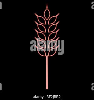 Neon wheat ear red color vector illustration image flat style light Stock Vector