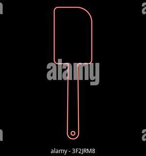 Neon spatula for cream kitchen cooking equipment used for flipping serving food red color vector illustration image flat style light Stock Vector