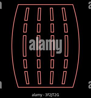 Neon barrel for wine brendy beer wine cask red color vector illustration image flat style light Stock Vector