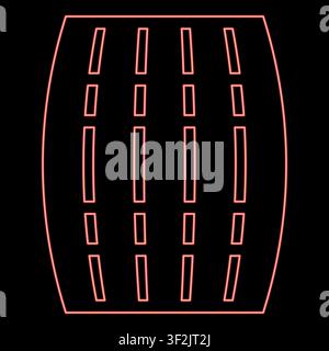 Neon barrel for wine brendy beer wine cask red color vector illustration image flat style light Stock Vector