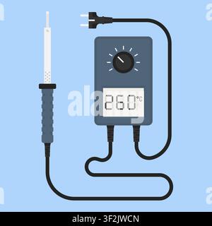 Digital Soldering Station - Temperature Control Electronics Tool Vector Illustration Stock Vector