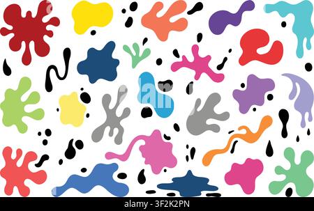 Colorful paint splash liquid blot shapes vector illustration isolated Stock Vector