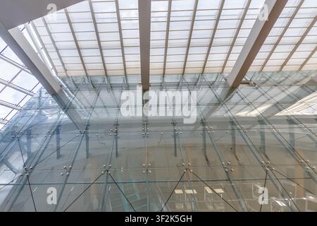 glass ceiling with many frames in a modern building Stock Photo