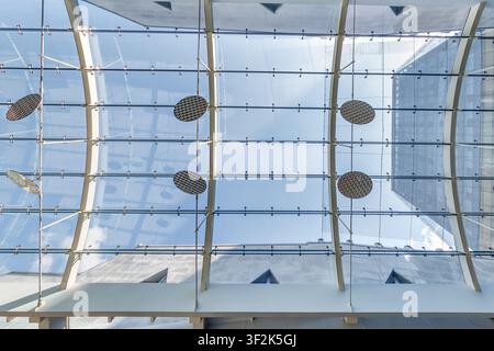 glass ceiling with many frames in a modern building Stock Photo