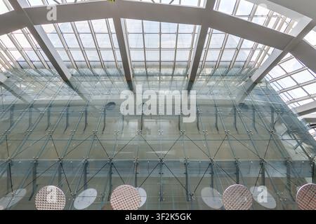 glass ceiling with many frames in a modern building Stock Photo