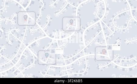 Digital Property Search Map with Apartment Listings in Suburban District Stock Vector