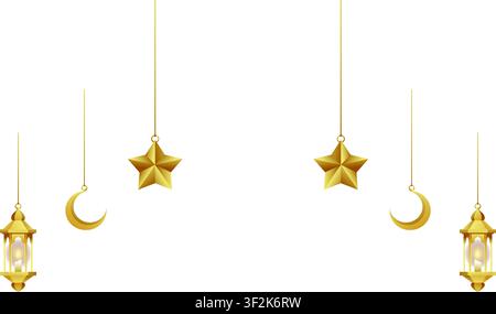 Gold Islamic Arch Frames Illustration Set Stock Vector