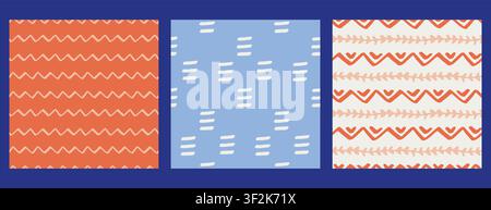 Ethnic pattern set geometric waves tribal ornament Stock Vector