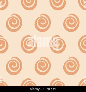Boho seamless pattern with orange spiral circles Stock Vector
