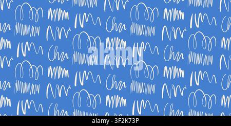 Blue scribble vector seamless pattern Stock Vector