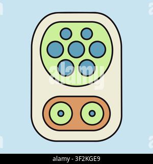 Minimalist outline CCS Type 2 charging inlet icon suitable for electric vehicle infrastructure and eco transport design concepts Stock Vector