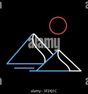 Sand dunes in the desert vector icon on black background. Nature sign. Graph symbol for travel and tourism web site and apps design, logo, app, UI Stock Vector