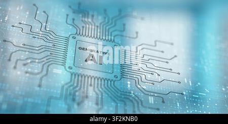 AI artificial intelligence system for technology industry and digital systems development with processor circuitry Stock Photo