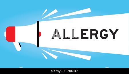 Color megaphone icon with word allergy in white banner on blue background Stock Vector