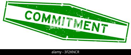 Grunge green commitment word hexagon rubber seal stamp on white background Stock Vector