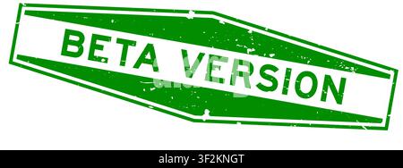 Grunge green beta version word hexagon rubber seal stamp on white background Stock Vector