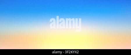 Abstract grain sunset background with soft blue yellow gradient and warm sand noise texture overlay Stock Vector