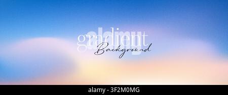 Abstract grain sunset background with soft blue peach gradient and warm sand noise texture overlay. Sky gritty bg Stock Vector
