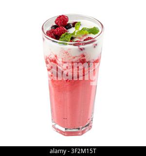 Mixed berry smoothie glass isolated Stock Photo