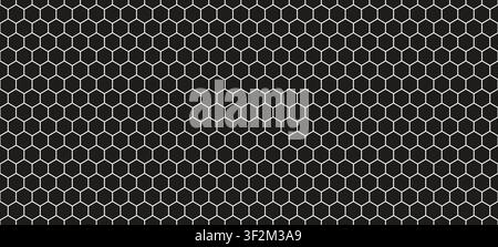 Carbon honeycomb weave pattern. Hexagonal fiber net black bg. Mosaic geometric texture Stock Vector