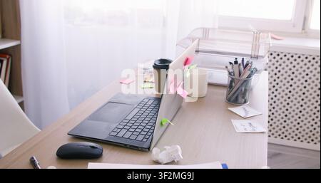 Business office productive workspace desk laptop Stock Photo