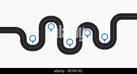 Winding road map route for navigation infographic Stock Vector