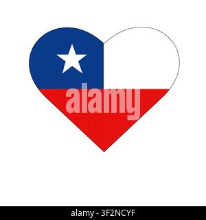 Illustration of I Love Chile with a heart shaped sign with a flag on a white background Stock Photo