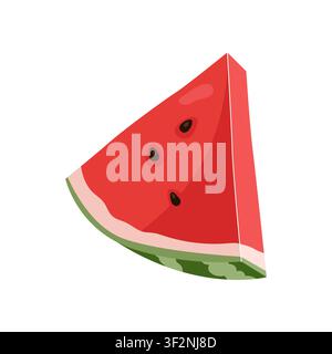 Watermelon wedge slice vector illustration isolated on white background Stock Vector