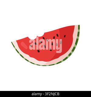 Bitten watermelon slice vector illustration isolated on white background Stock Vector