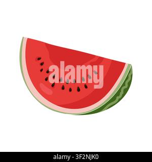 Ripe watermelon slice vector illustration isolated on white background Stock Vector