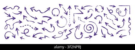 Set of Hand drawn vector arrows doodle on white background. design element vector illustration. Stock Vector