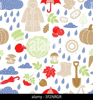 Seamless autumn background Hand drawn. Not AI, vector illustration. Stock Vector