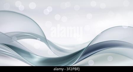 Smooth, flowing, ethereal waves of translucent blue and white create a modern, dynamic, and serene abstract background design. Stock Vector