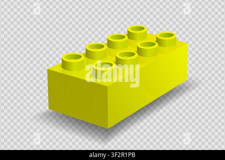 Realistic green plastik constructor part isolated on transparent background. Vector illustration Stock Vector