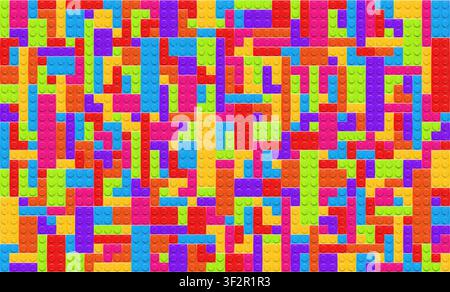 Realistic multicolor plastik constructor background. Play and build concept. Vector illustration Stock Vector