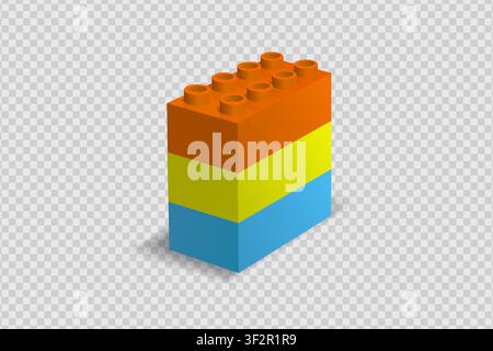 Realistic colored plastik constructor parts isolated on transparent background. Vector illustration Stock Vector