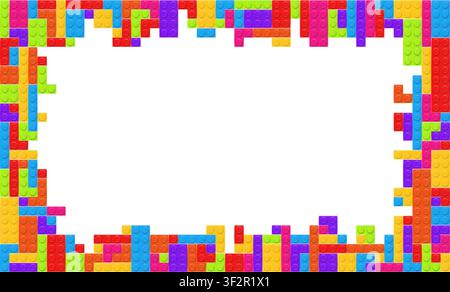 Realistic multicolor plastik constructor frame isolated on white background. Play and build concept. Vector illustration Stock Vector