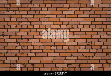 Realistic texture of brown old brick wall. Detailed pattern. Modern backdrop abstract. Vector illustration Stock Vector
