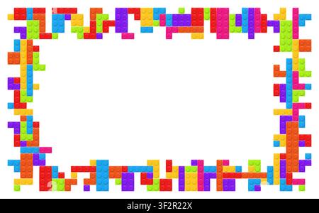 Realistic multicolor plastik constructor frame isolated on white background. Play and build concept. Vector illustration Stock Vector