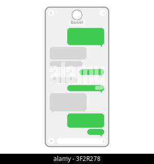Classic smartphone chat window. Modern messenger text template. Phone screen isolated on white. Contact conversation screen. Vector illustration Stock Vector