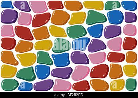 Hand drawn rainbow zendoodle tiles texture. Stone cartoon concept isolated on white background. Vector illustration Stock Vector