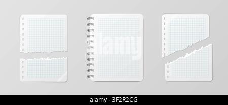 Empty realistic detailed school notepad mockup isolated on white background. For your image, logo, text or design. Blank notebook mock up with shadows Stock Vector