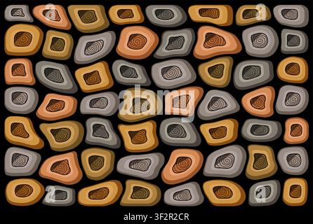 Hand drawn colored zendoodle texture. Stone or wood concept isolated on black background. Vector illustration Stock Vector