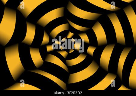 Hand drawn golden doodle 3d realistic illusion abstarct background. Futuristic zendoodle pattern. Technologycal snake concept. Vector illustration Stock Vector