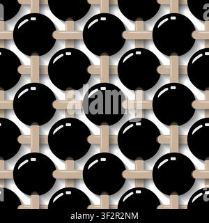 Hand drawn match style zendoodle seamless texture. Chess style realistic background. Wooden weaving fence checkered style. Vector illustration Stock Vector